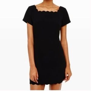 CLUB Monaco A-line Black Crepe Scalloped Sheath Dress size 2 Officecore